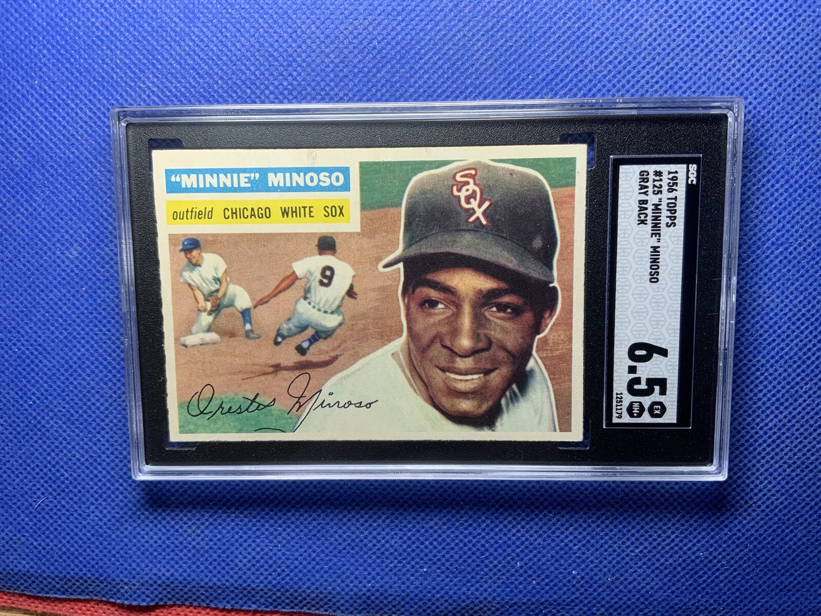 Minnie Minoso 1956 Topps Card #125 Gray Back White Sox- SGC Graded 6.5 EX-NM+
