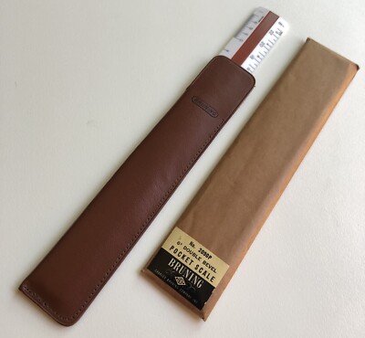 Vintage Bruning NOS 6'' Pocket Scale Ruler No. 2090P Leather Case USA