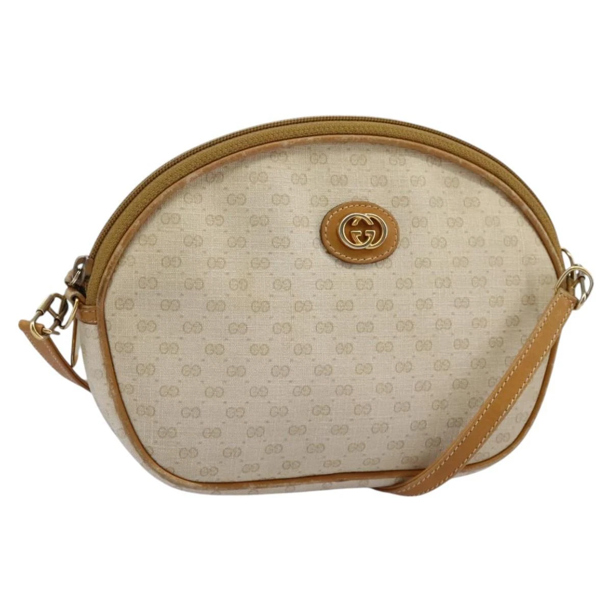 Sac à bandoulière GUCCI Micro GG Supreme PVC beige marron or 007 98 0013 authentique 110490
