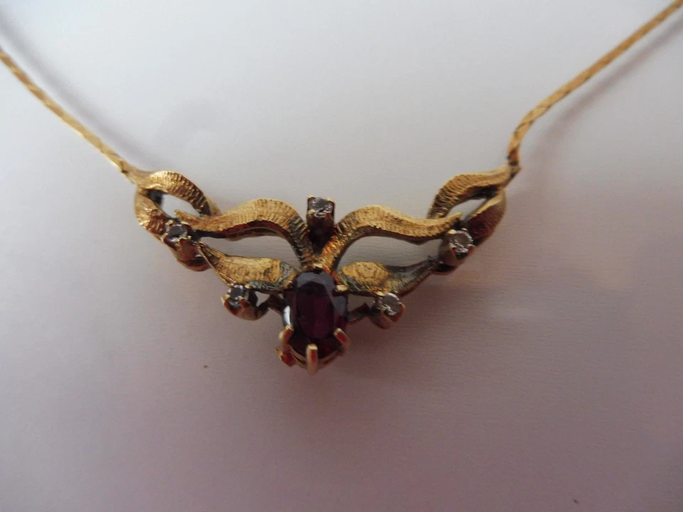 Elegante Vecchio Collier In Argento 835 Placcato Oro Con Pietre Smerigliate - Immagine 4 di 4