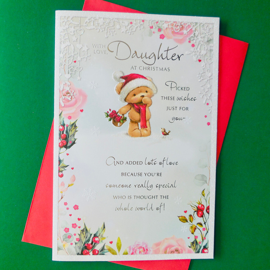 Daughter Christmas Card 9""x6"" Cute Nice Message lovely Verse Words
