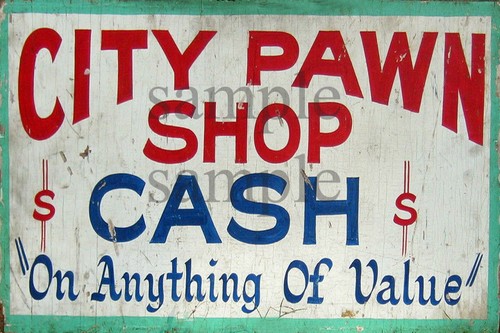 WEATHERED CITY PAWN SHOP BUILDING STORE DIORAMA LAYOUT SIGN DECAL 3x2 DD75