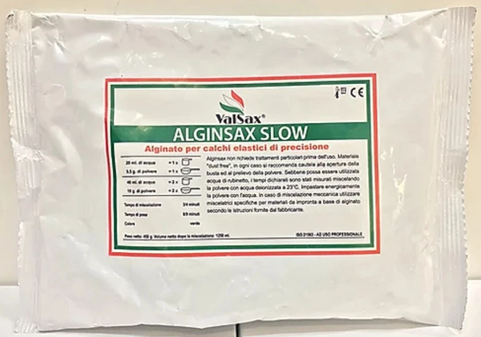 Alginato lento Alginsax lento para capas elásticas de precisión huella 3D 450gr