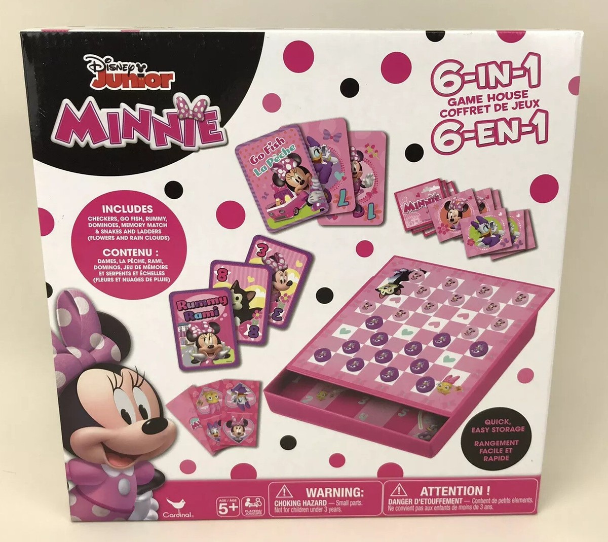 Disney Junior Minnie Mouse 6 in 1 Game Hub Box Checkers Go Fish