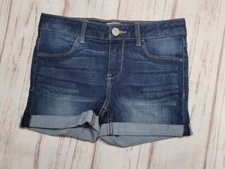 GIRLS SO 12 DARK WASH DENIM STRETCH CUFFED WHISKERED ADJUSTABLE JEAN SHORTS