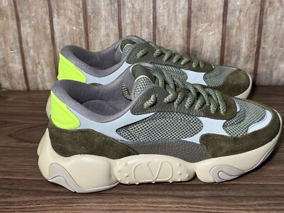 Valentino Bubbleback Mesh And Suede Trainers Size 40 Green  display picture 1