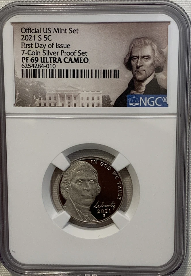 2021 S Lincoln 1c & Jefferson 5c from Silver Set NGC PF69 UC Portrait 1st Day - Image 3 of 4