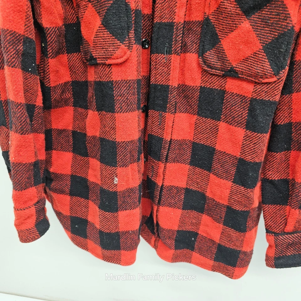 Chaqueta Camisa Sears Buffalo Mezcla Lana A Cuadros Para Hombres L Roja Negra Caza De Colección EE. UU. Foto 4 de 4
