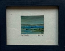 Quadro a Olio 1988 Ostseebild Haff Costa Meclemburgo Firmato Miniatura 8 X 10 CM