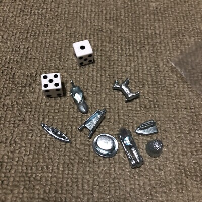 monopoly playing pieces Replacements Parts Dice Hat Car Horse Boot 10pc Total