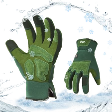 Vgo 1Pair 32℉ Touchscreen Waterproof Winter Garden Work Gloves (SL7471FLWP-GRE)