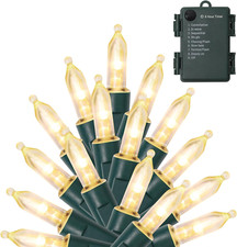 50 LED Outdoor Christmas Lights, 16 FT Battery Operated Mini String Lights with