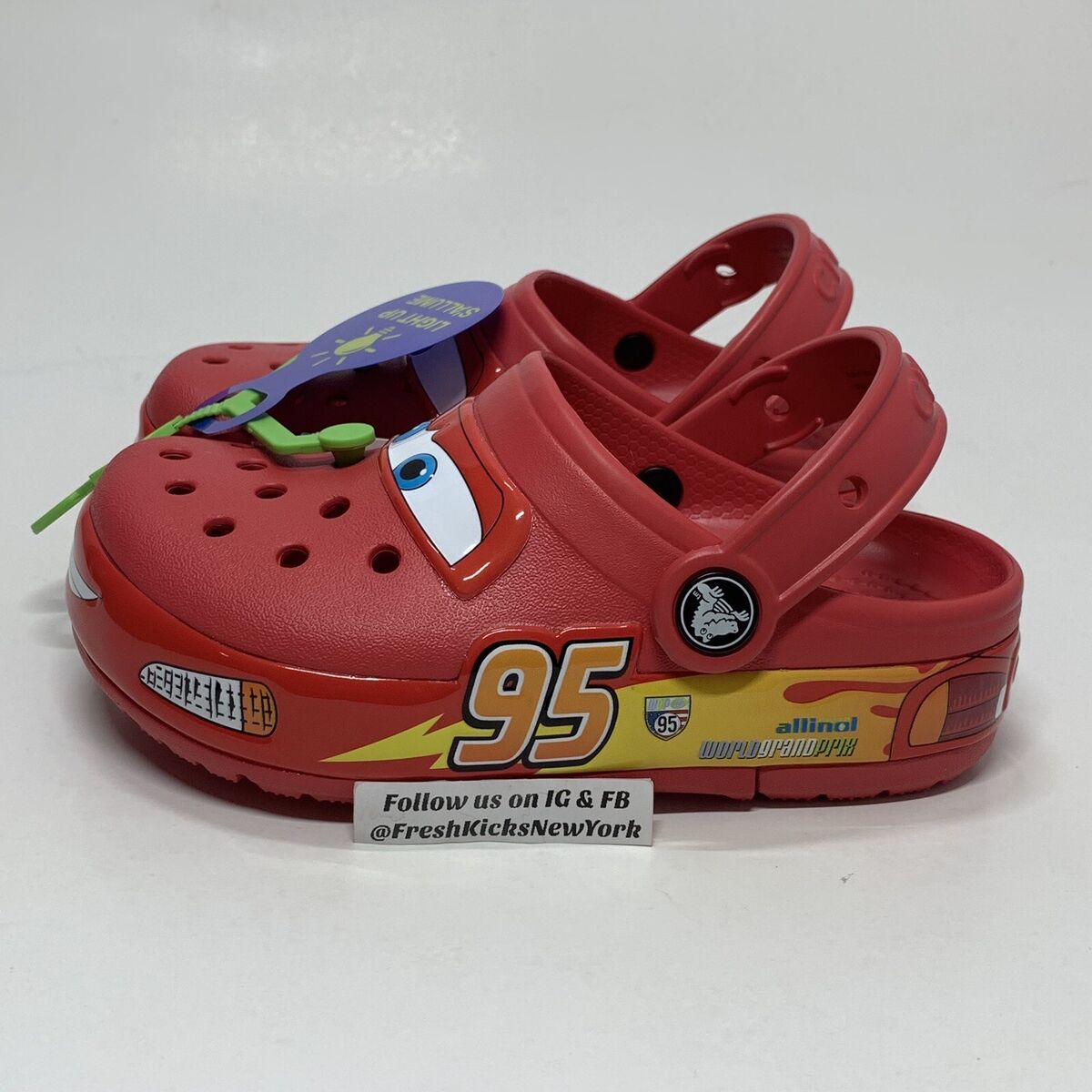 Lightning McQueen Crocs Kids Size 12C Light Up 209381-610 BRAND