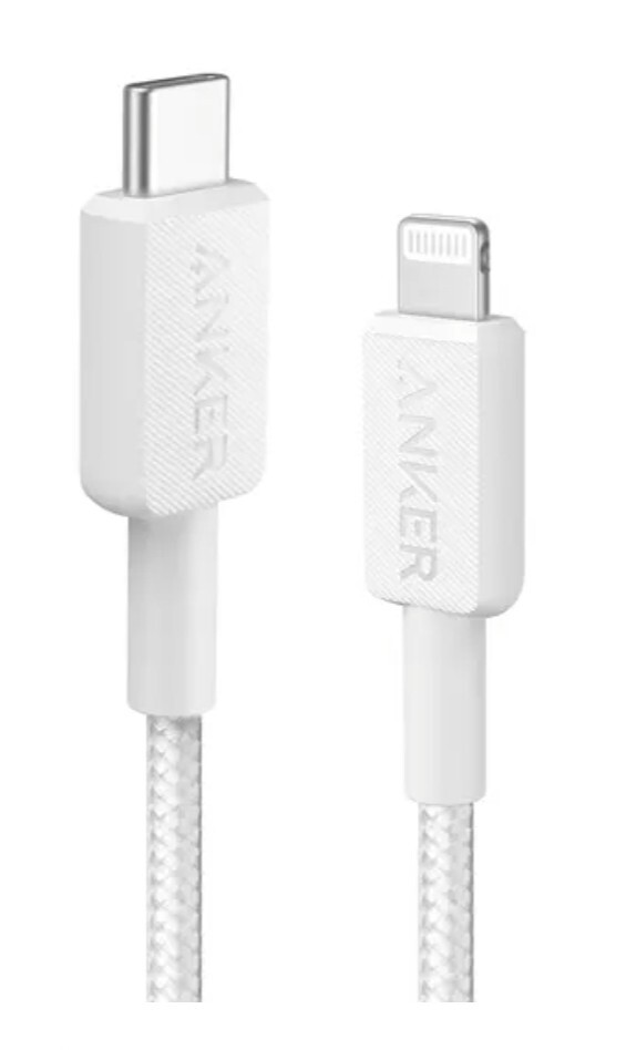 Anker A81B5 322 USB-C to Lightning Cable Braided (3ft/0.9m)-White MFi-Certified-image