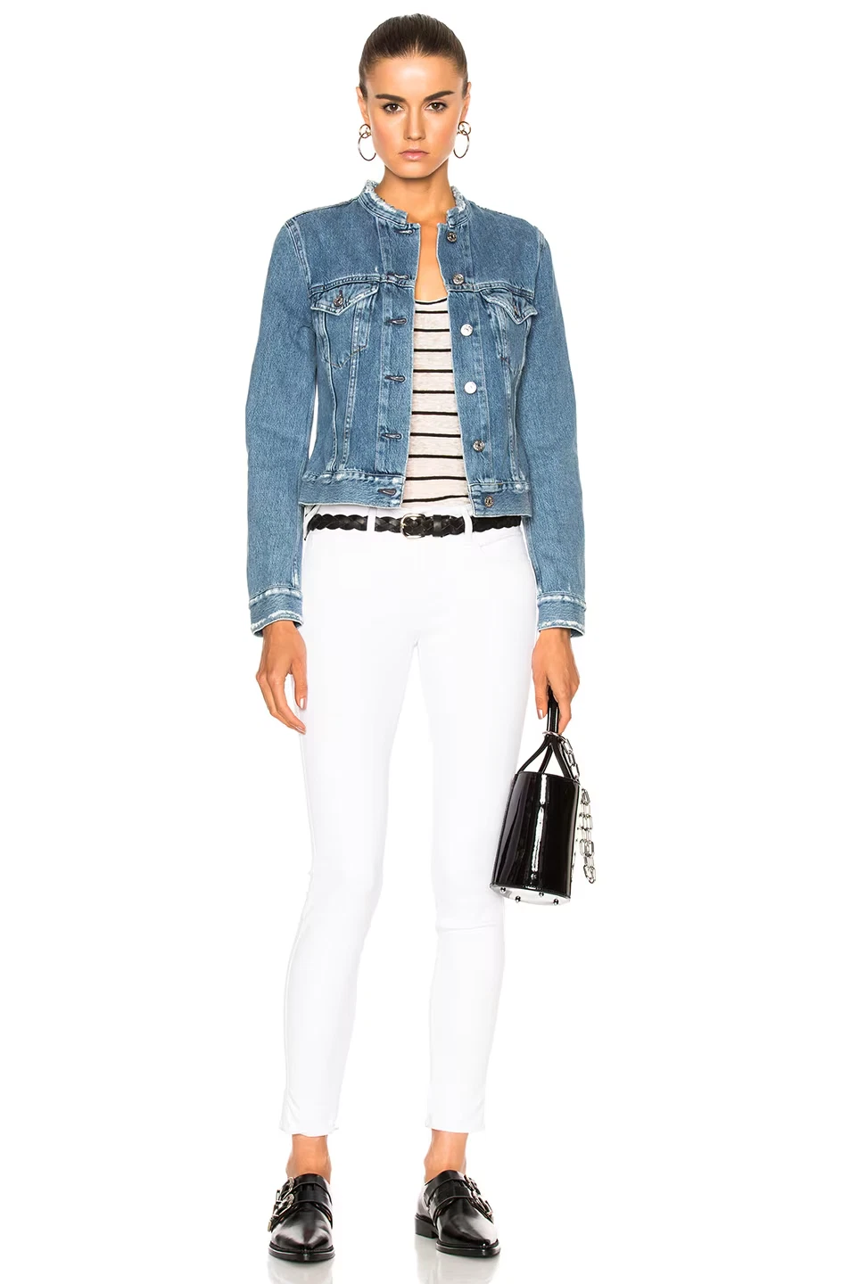 ACNE STUDIOS Giacca jeans ACNE STUDIO indaco denim top sfilacciato invecchiato cotone 38 = 4 = small