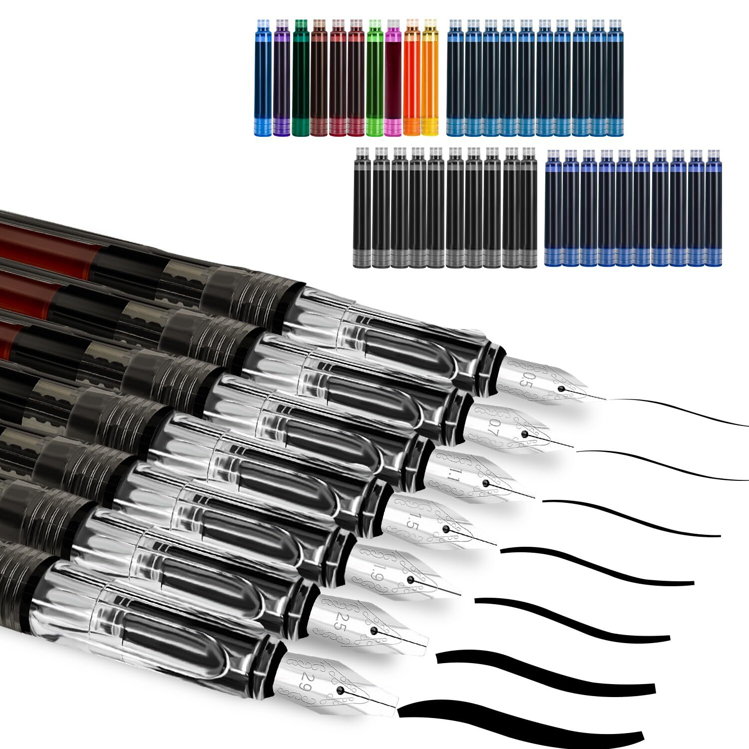 Calligraphy set 7 Calligraphy Pens with Different Nibs and 40 Ink Cartridges