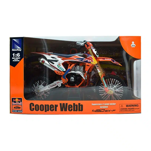 Bicicleta modelo de juguete Newray Cooper Webb FACTORY KTM 450 1:6 Die-Cast Motocross MX - Imagen 5 de 6