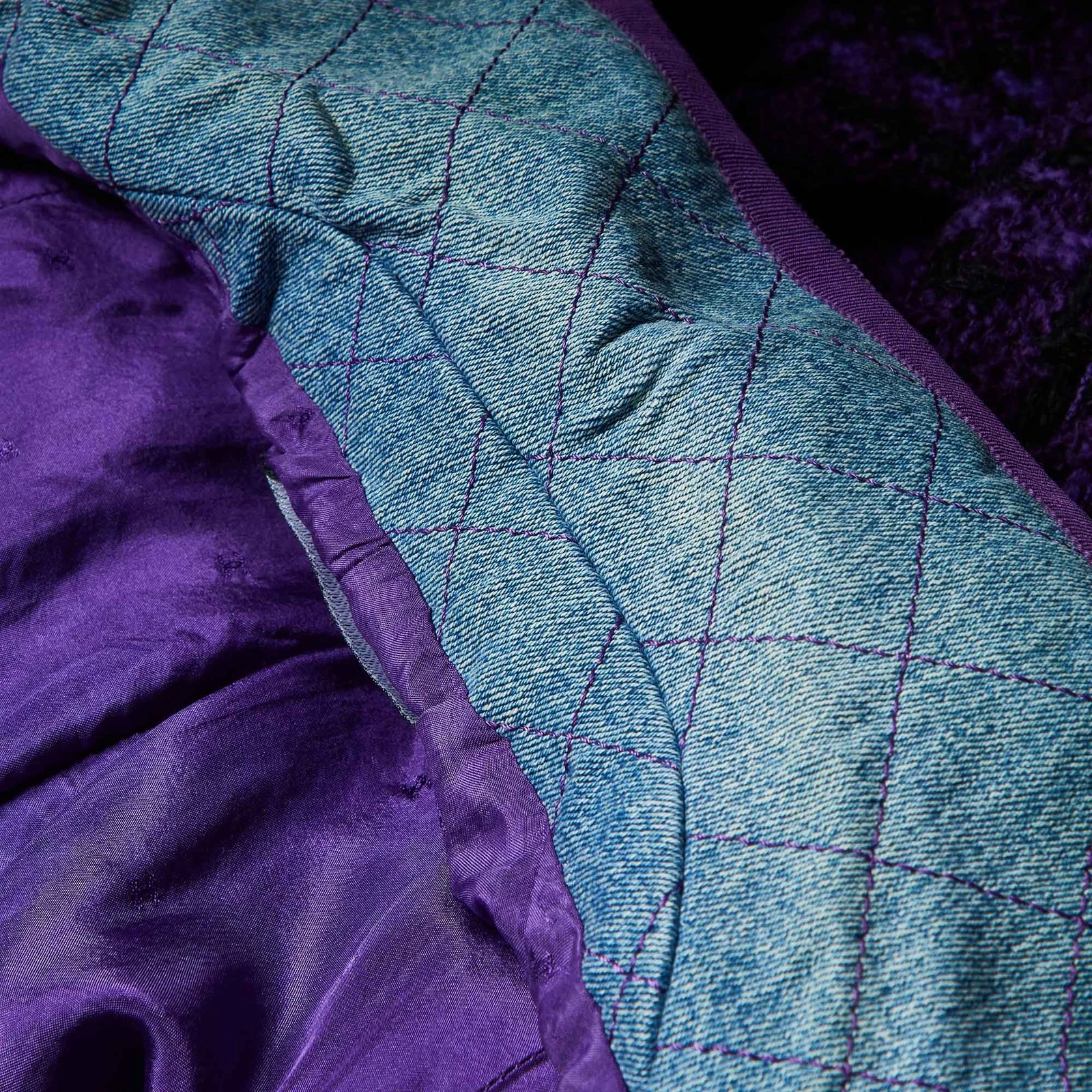 Chanel Vintage Viola Tweed e Denim Gonna e Giacca Set S