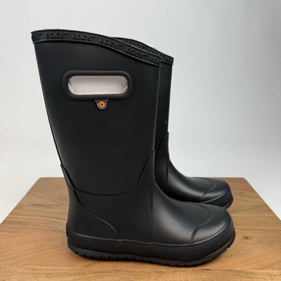 New NIB Big Kids Childrens Bogs Rainboot Plush Black Waterproof Boots Size 2 Y
