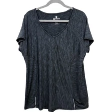 90 Degree by Reflex Women Activewear Top V Neck Stretch Gray Heathered Sz 1X