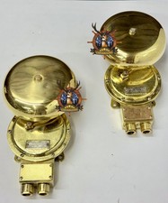 Storia marittima vecchio campanello d'allarme nautico in ottone Henschel Corp...