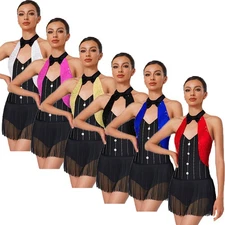 Women Bodysuit Crotch Romper Chest Cut Jumpsuit Playsuit Dancewear Press Shiny