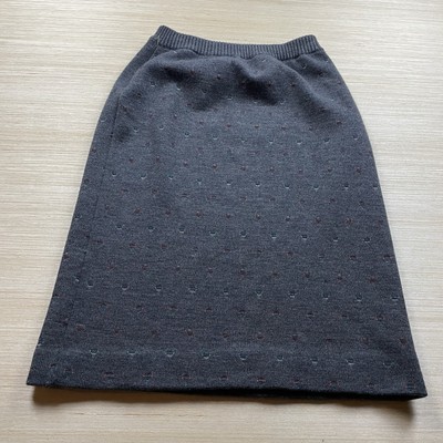Vintage Wool Skirt Birdseye Small Gray Knit Mark Shale 90s