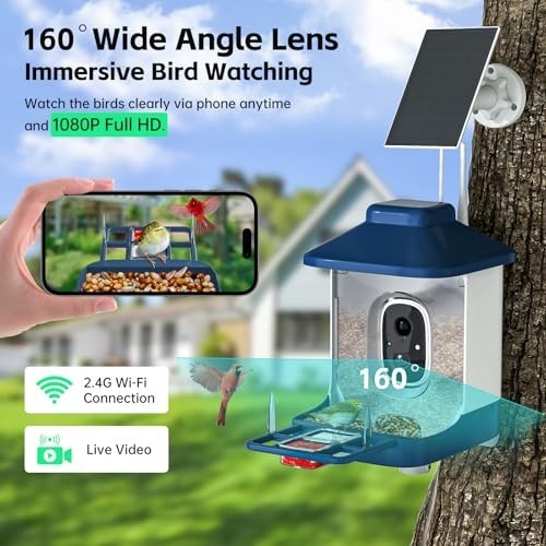 Solarbetriebenes Vogelfutterhaus mit Kamera, AI Vogel ID, Full HD Video, WiFi Warnungen - Bild 7 von 8