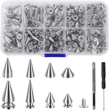 359 PCS Metal Punk Spikes and Studs Kit for Leathercraft DIY Projects