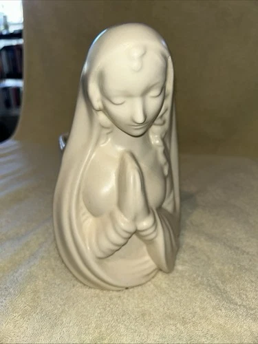Vintage Haeger Pottery Madonna Mother Mary Praying Planter Vase Ivory