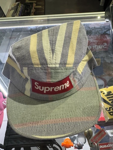 Casquette de camp en lin imprimé à carreaux Supreme