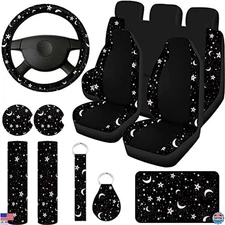 Yexiya 15-Piece Moon & Star Car Seat Cover Set - Stylish Auto Accessories Set
