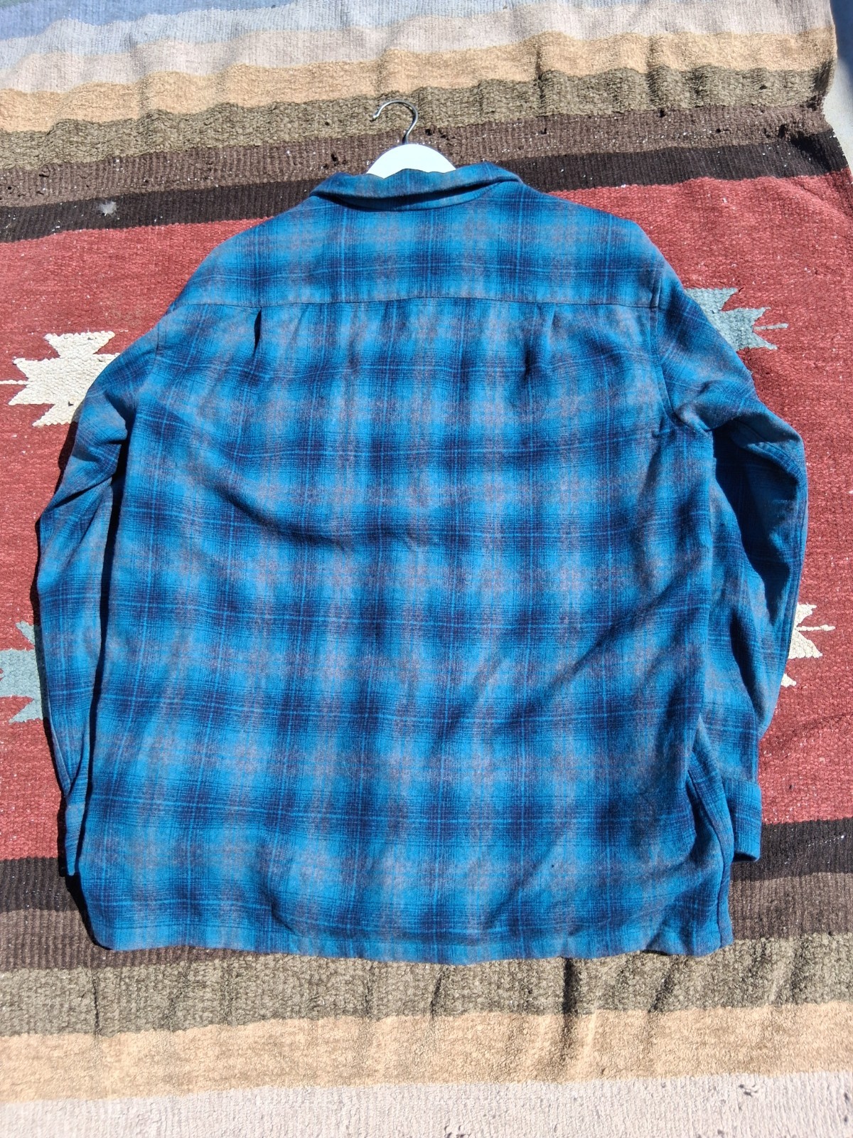 Pendleton Wool Loop Collar Board Shirt Large Blue… - image 4