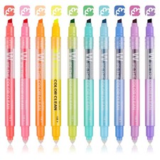 HANKU Erasable Highlighters Assorted Colors 10 Count Pack of 1 , Multicolor