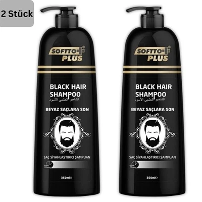 2x Softto+Plus Schwarzes Haarfärbe-Shampoo Haarfärbendes Shampoo Haarfarbe