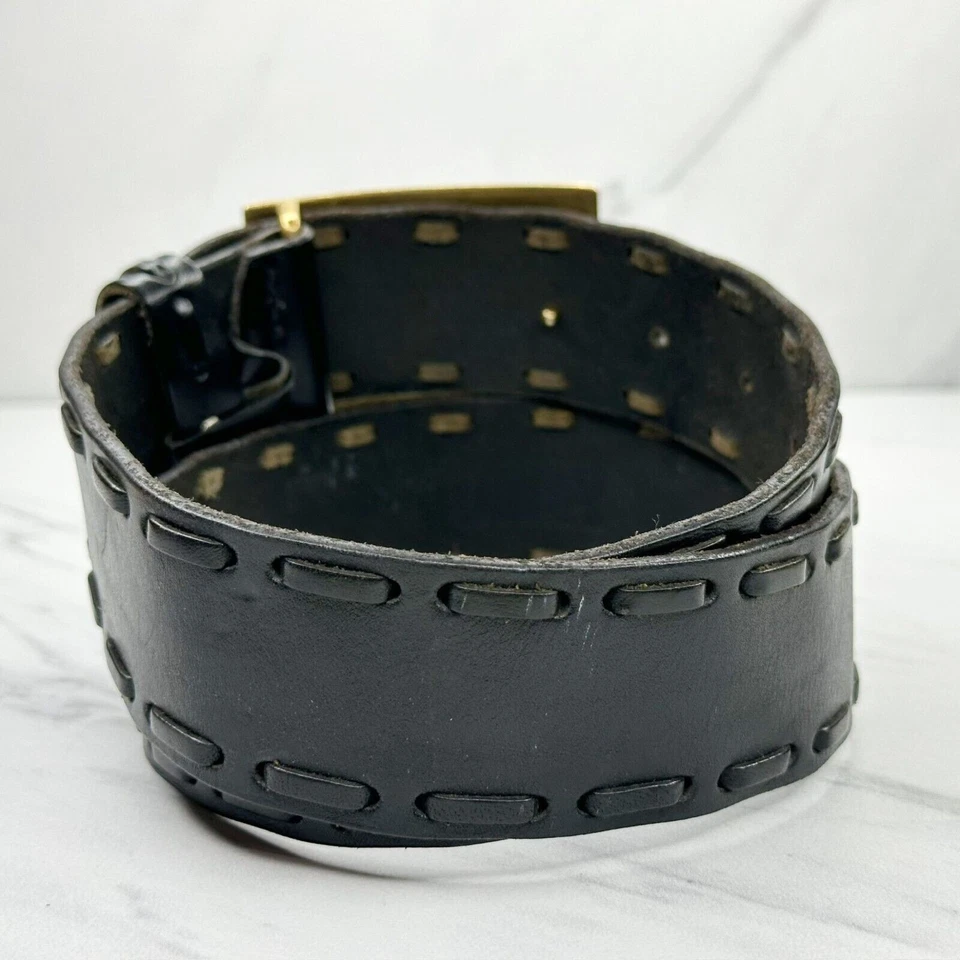 DKNY Vintage Black Genuine Leather Laced Western Style Belt Size Small S - Image 4 of 4