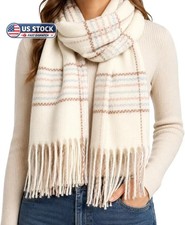 Women's Winter-Plaid-Scarf Cold-Weather Soft-Blanket-Shawl-Wrap Tassles