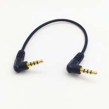 1/2PACK Bent Audio Cable AUX 4-poles Male To Male 20CM 3.5MM 90 Degree Cord Car