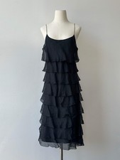 Vintage 2000s Pure Silk Tiered Ruffle Slip Dress - M