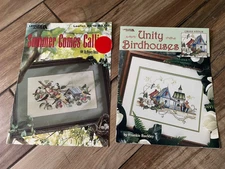 Lot of 2 Cross Stitch Pattern Birds Comes Calling Leisure Arts #2310 & Birdhouse