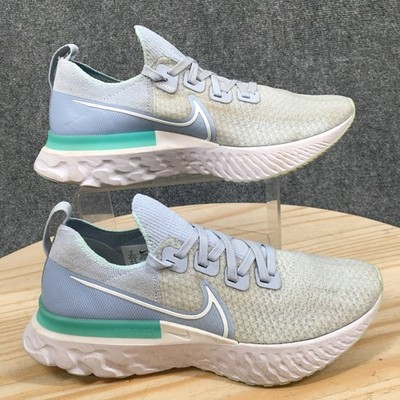 Nike React Infinity Flyknit Womens 9 Gray White Teal Running Shoes CD4372-400