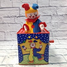 Vintage Schylling Clown Jack in the Box Musical Wind Up Metal 1997 WORKING