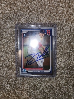 Payton Tolle Signed 2024 1st Bowman Chrome Rookie Card Auto Boston Red Sox