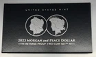 2023-S Reverse Proof $1 Morgan and Peace Silver Dollar 2pc Set! Plus Box OGP COA