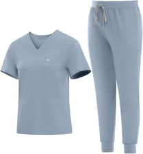 V-Neck 1pocket Women Jogger Scrub Set Women Medical Nurse Uniform Suit Top&Pants