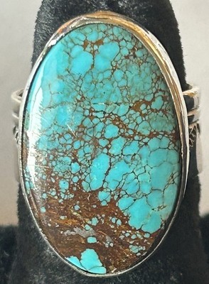 Signed Will Denetdale Sterling Silver Pilot Mountain Turquoise Ring Size 5 1/2