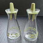 Pyrex Spring Blossom Crazy Daisy Salt & Pepper Shakers Green Glass Vintage