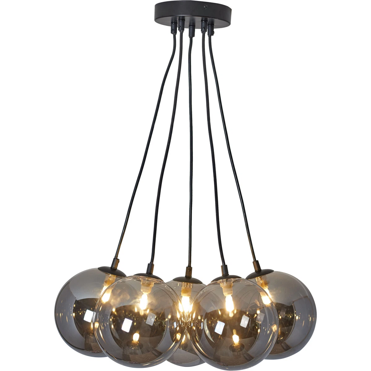 The Range Harper 5 Light Black Glass Metal Ceiling Fitting 70x49cm