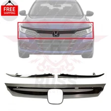 New Front Grille Molding + Chrome Grille Trims 3PC Fits 2018-2020 Honda Accord