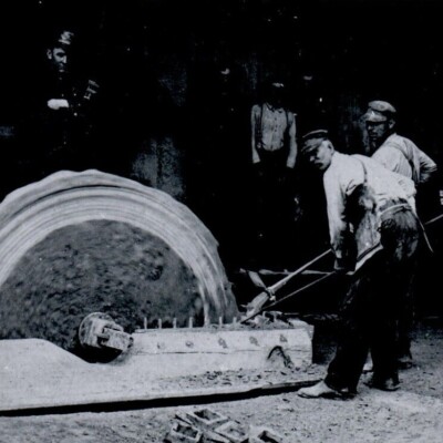 Truing Up A 3 Ton Stone Grind Stone City, Michigan Men Working RPPC Vintage B&W 
